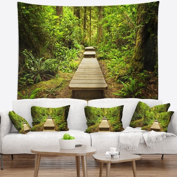 Designart 'Path in Temperate Rainforest' Landscape Photography Wall Tapestry
