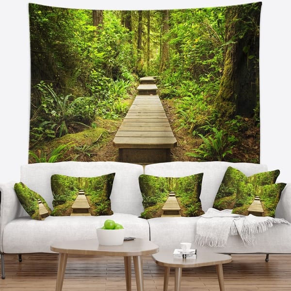 Tenture Murale Tissée "Garden Path" - L 53" X H 38", Coton Et Viscose, Dos Doublé, Fabriquée Aux USA