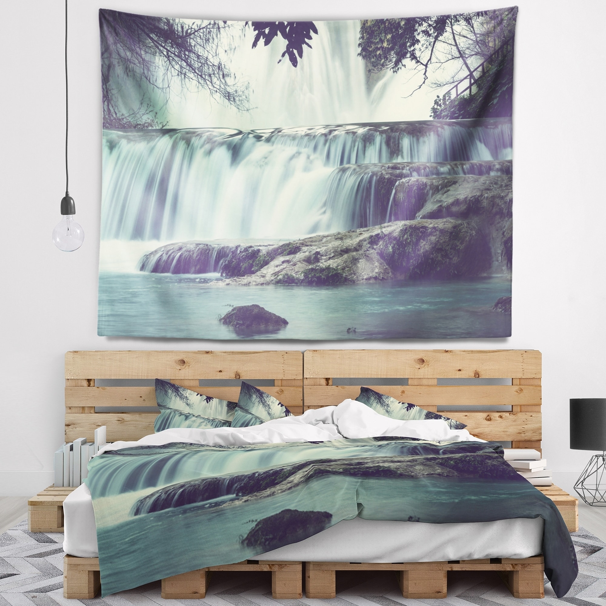 Designart 'Level 6 of Huaimaekamin Waterfall' Landscape Wall Tapestry - Bed  Bath & Beyond - 20922435