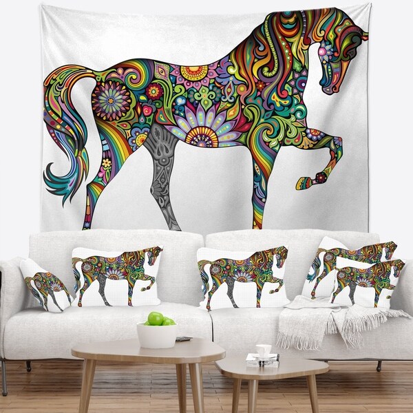 Designart 'Cheerful Horse' Animal Wall Tapestry