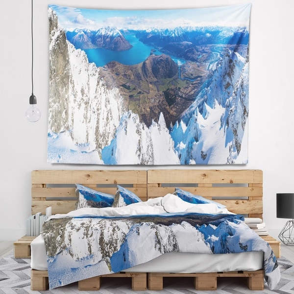 Designart 'Frankton and Lake Aerial View Panorama' Landscape Wall Tapestry