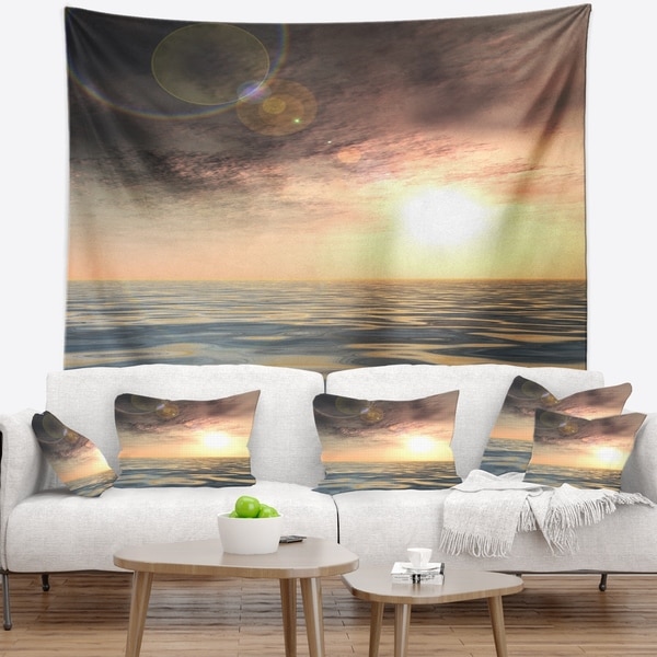 Designart 'Dark Sky with Clouds at Sunset' Beach Photo Wall Tapestry