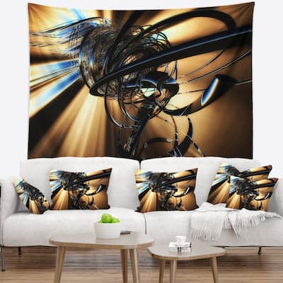 Designart 'Fractal 3D Dark Brown Tangle' Contemporary Wall Tapestry