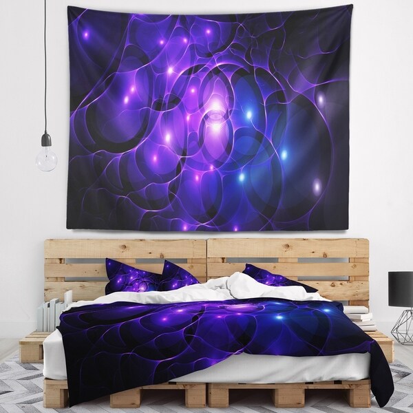 Designart 'Blue Fractal Space Circles' Abstract Wall Tapestry