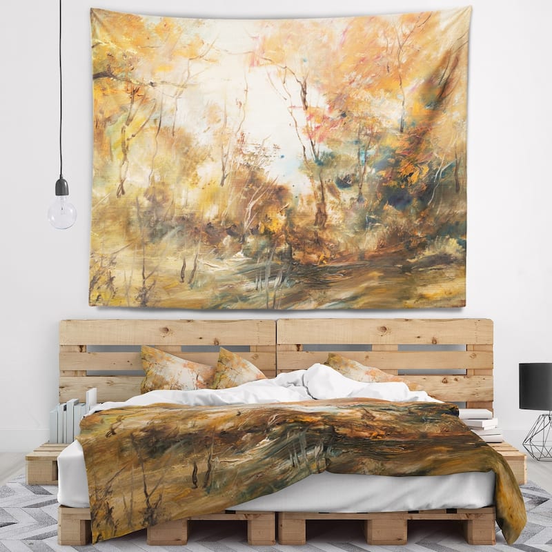 Designart 'Forest in Autumn Oil Painting' Landscape Painting Wall ...