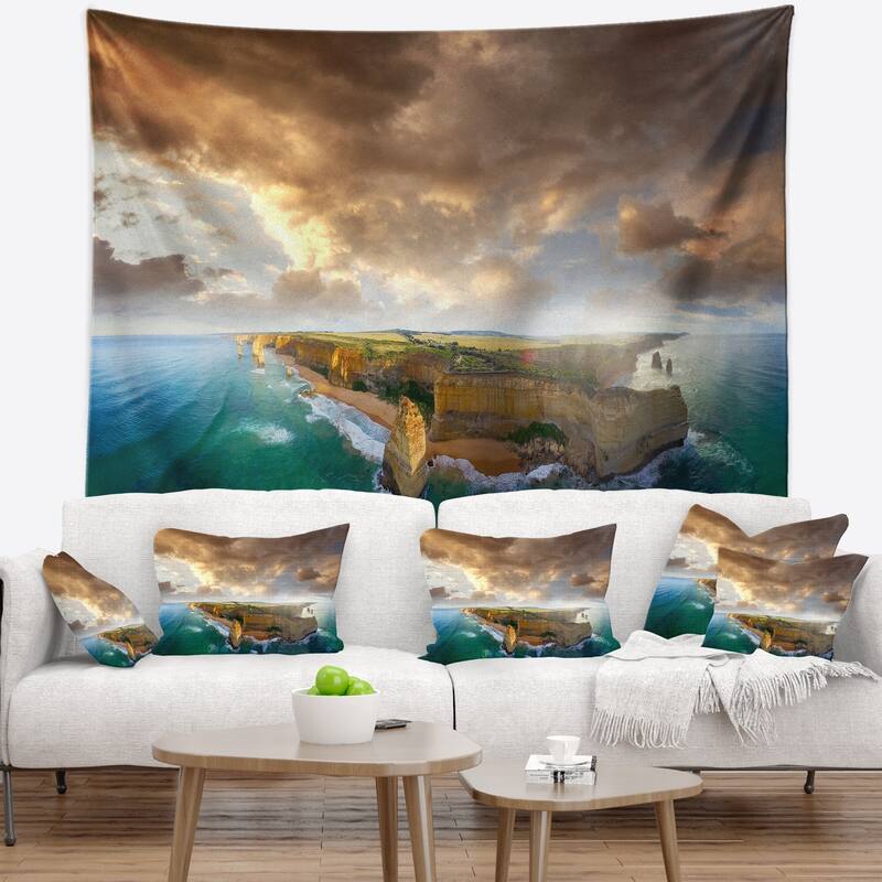 Designart 'Great Ocean Road Australia Blue' Seascape Wall Tapestry