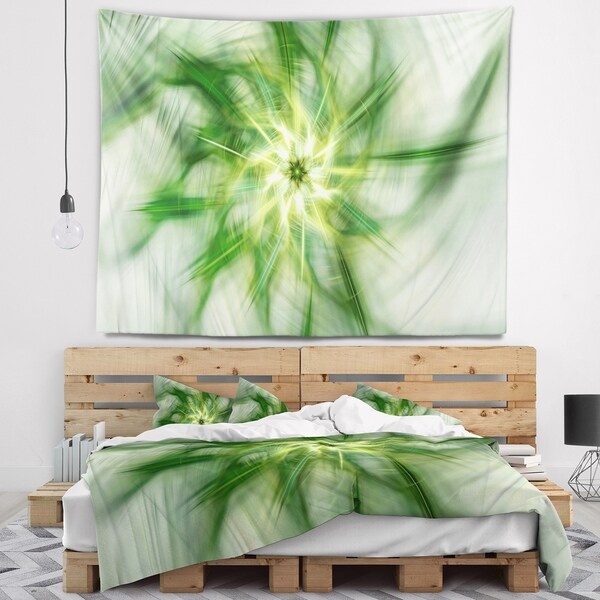 Designart 'Rotating Bright Green Flower' Abstract Wall Tapestry