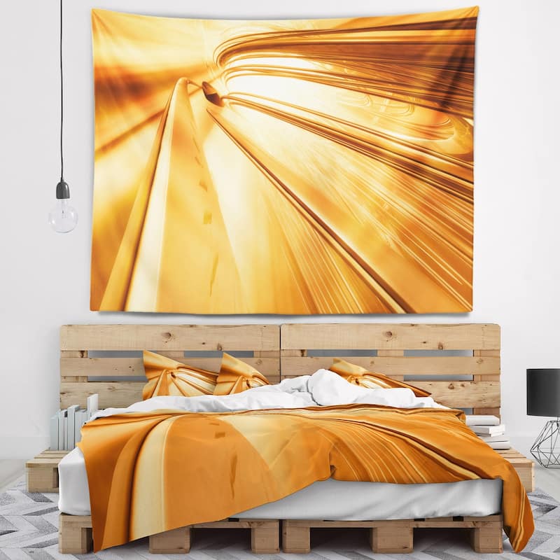 Designart 'Fractal 3D Brown Stripes' Contemporary Wall Tapestry