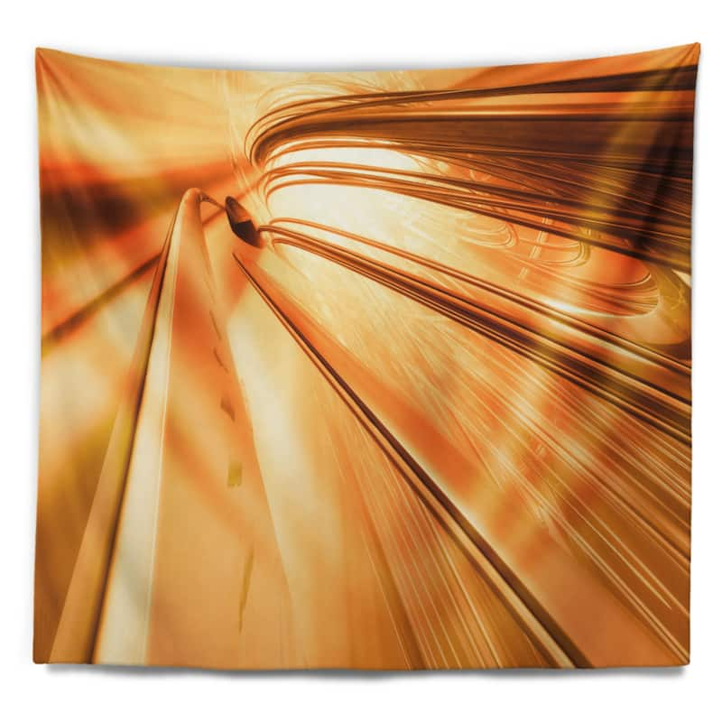 Designart 'Fractal 3D Brown Stripes' Contemporary Wall Tapestry