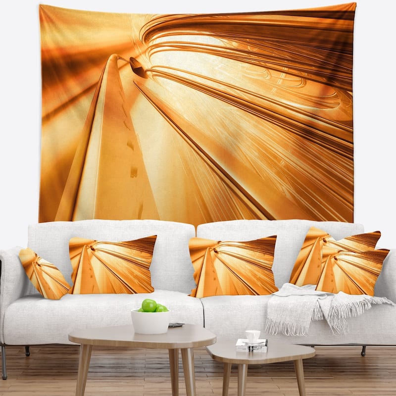 Designart 'Fractal 3D Brown Stripes' Contemporary Wall Tapestry - 39 in. x 32 in.