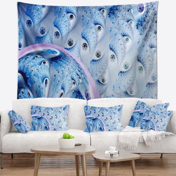 Designart 'Light Blue Fractal Abstract Flower' Abstract Wall Tapestry