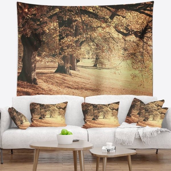 Designart 'Dreamy Imagery of Autumn Forest' Modern Forest Wall Tapestry