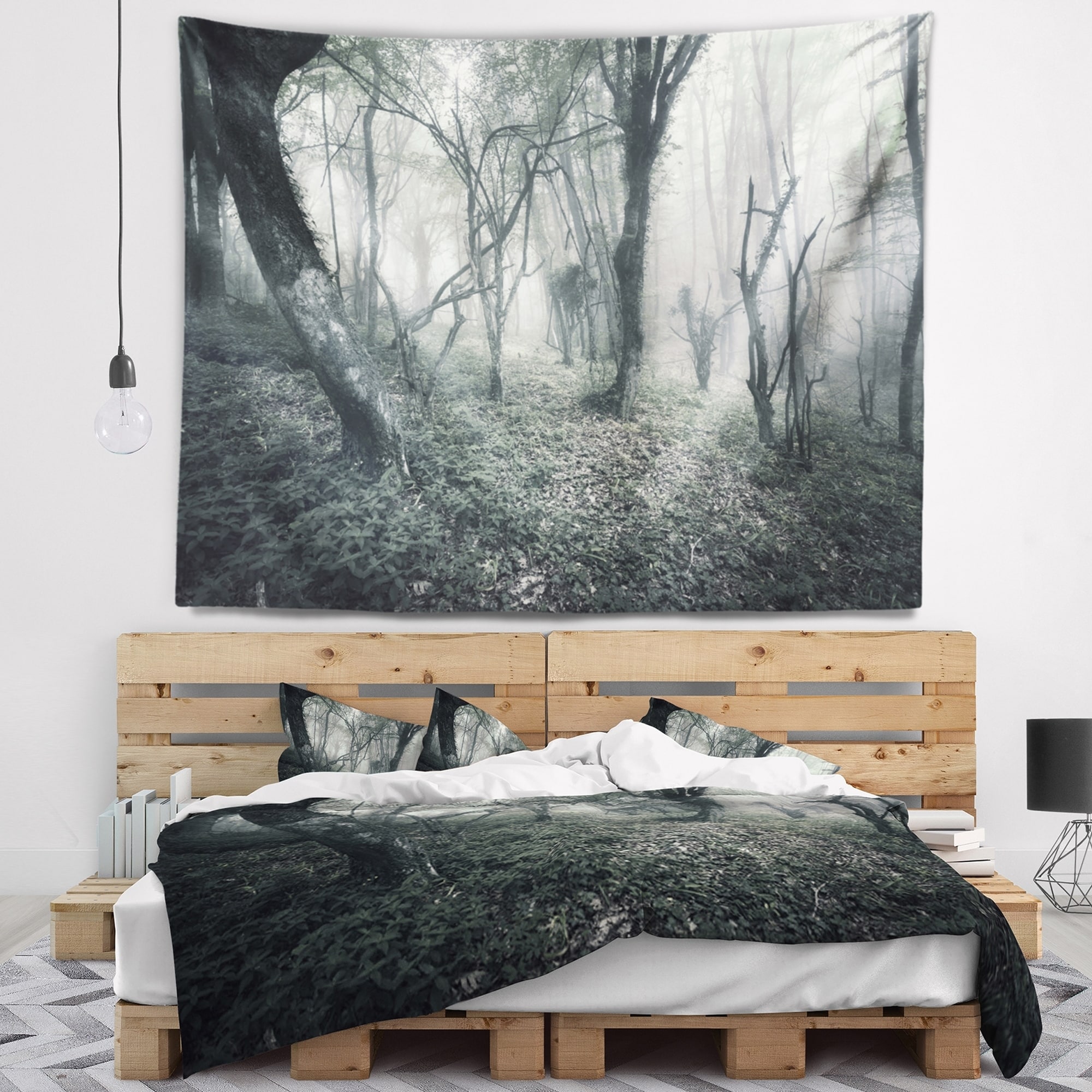 Designart Vintage Forest Filled with Fog Landscape Photography