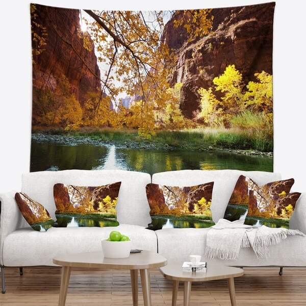 Designart 'Blue Lake in Yosemite Mountains' Landscape Wall Tapestry