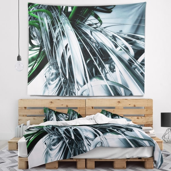 Designart '3D Abstract Art Green Black' Abstract Wall Tapestry