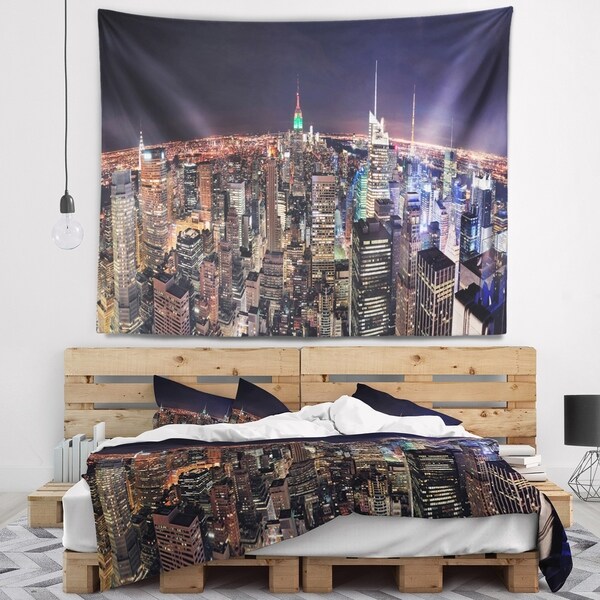 Designart 'NYC Manhattan Aerial View' Cityscape Photo Wall Tapestry
