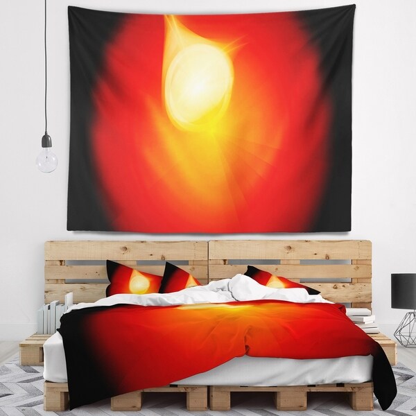 Designart 'Glowing Red Misty Sphere' Abstract Wall Tapestry
