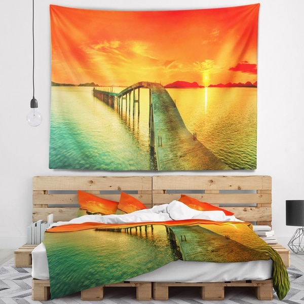 Designart 'Fabulous Sunset Panorama' Photography Seascape Wall Tapestry
