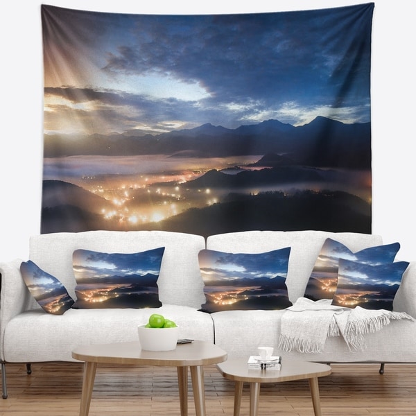 Designart 'Blue Cloudy Summer Sunrise' Landscape Photo Wall Tapestry