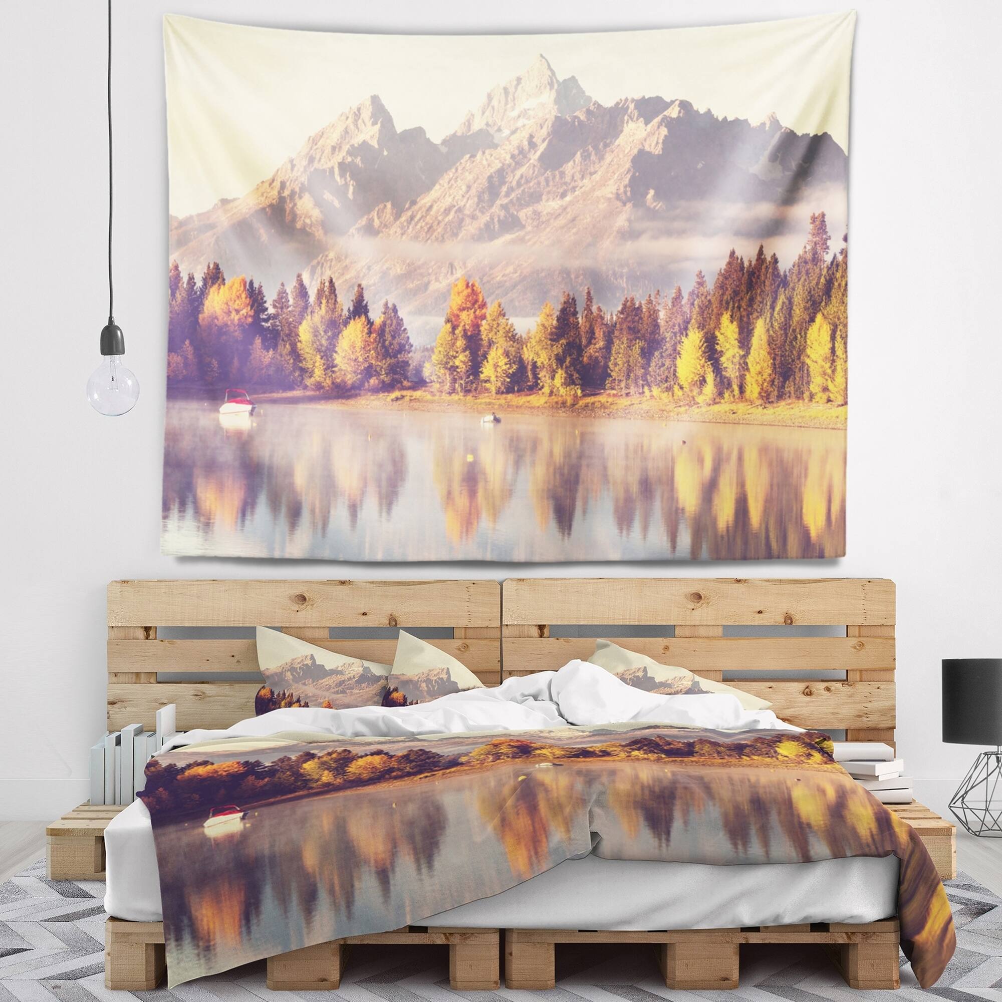 Designart 'Grand Teton National Park' Landscape Wall Tapestry - Bed ...