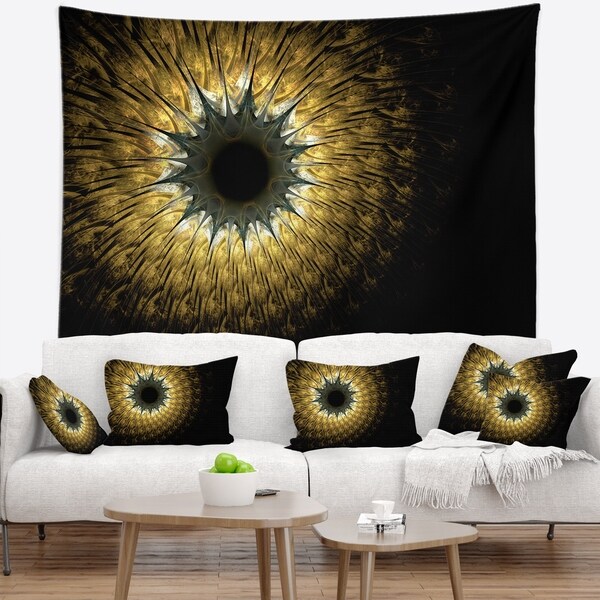 Designart 'Symmetrical Gold Digital Fractal Flower' Floral Wall Tapestry