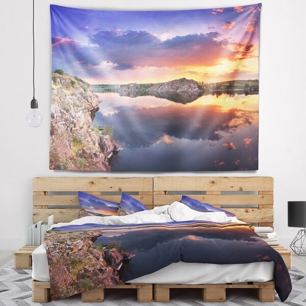 Designart 'Large Summer Clouds Reflection' Landscape Photography Wall Tapestry