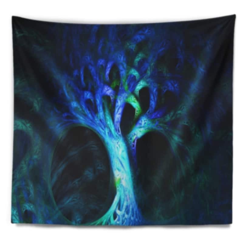 Designart 'Magical Blue Psychedelic Tree' Abstract Wall Tapestry - Bed ...