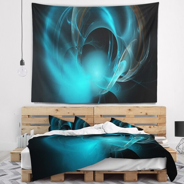 Designart 'Blue Fractal Galactic Nebula' Abstract Wall Tapestry