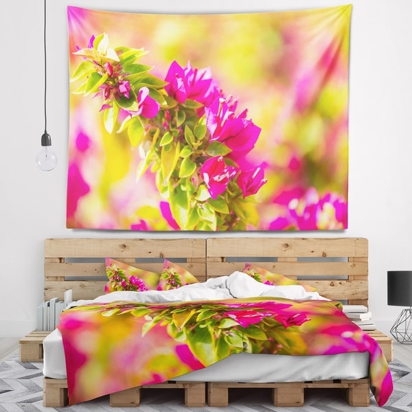Designart 'Beautiful Pink Bougainvillea Flowers' Floral Wall Tapestry