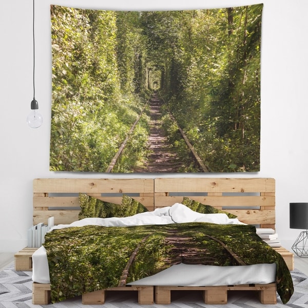 Designart 'Tree Rail Tunnel in Forest' Landscape Photo Wall Tapestry