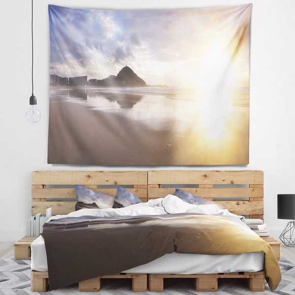 Designart 'Sunset at Donostia Beach' Seascape Wall Tapestry