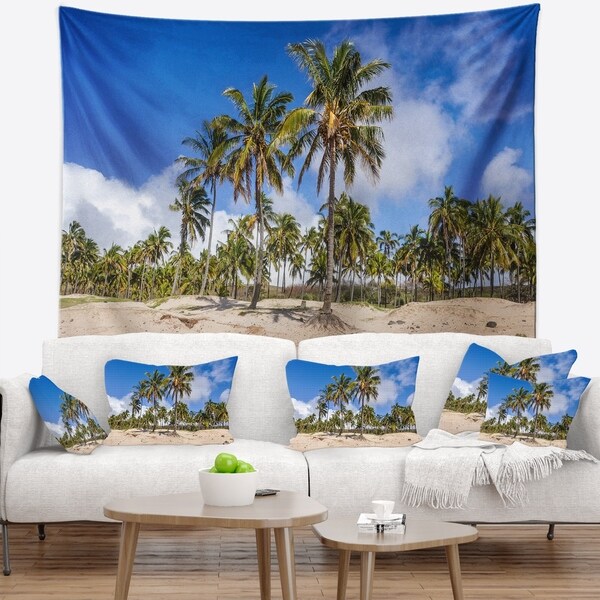 Designart 'Anakena Beach in Easter Island' Seascape Wall Tapestry