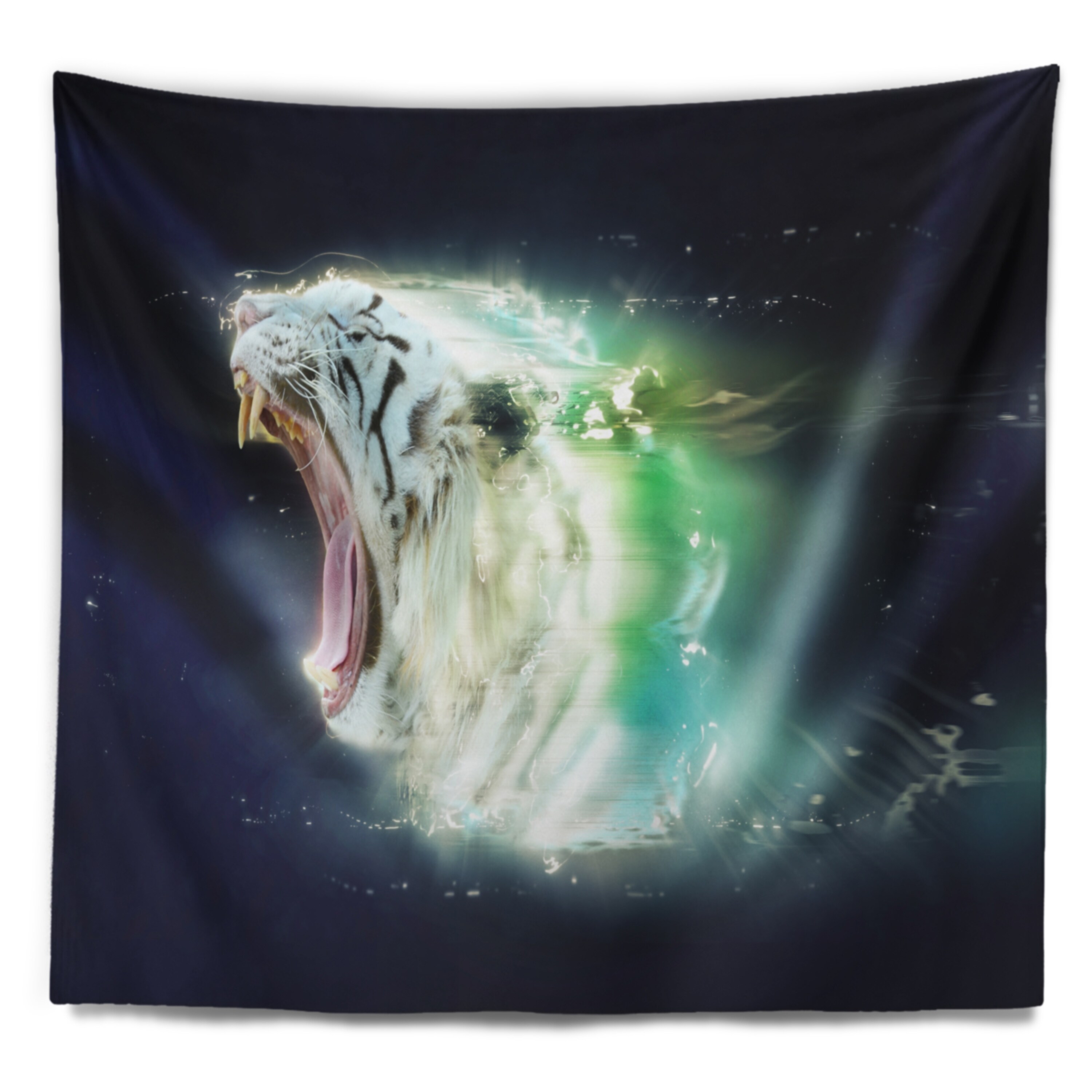 Designart 'White Tiger with Open Jaws' Animal Wall Tapestry Small - Picture 8 of 14