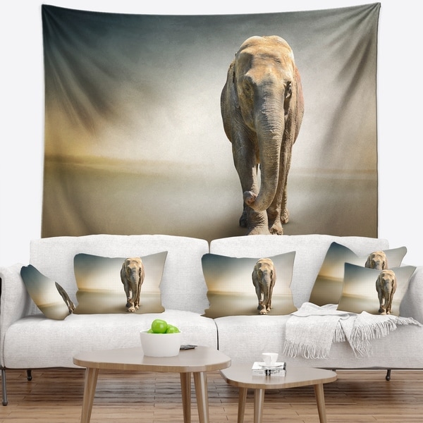 Designart 'Smart Elephant Walking' Animal Wall Tapestry