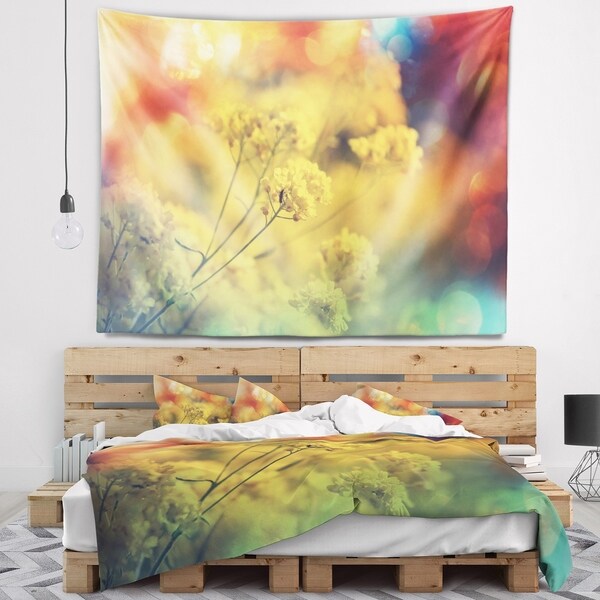 Designart 'Light Little Yellow Flowers Background' Flower Wall Tapestry