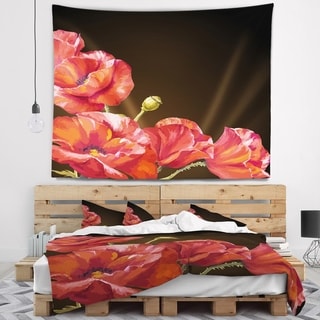 Designart 'poppy Flowers Vector Art' Floral Wall Tapestry - Bed Bath 