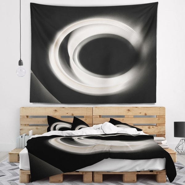 Designart 'Fractal White on Black Background' Abstract Wall Tapestry
