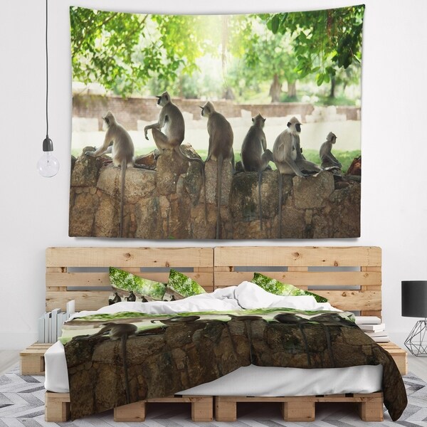 Designart 'Troop of Monkeys in Sri Lanka' African Landscape Wall Tapestry