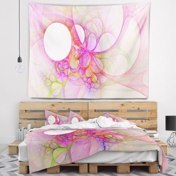 Designart 'Light Pink Angel Wings on White' Abstract Wall Tapestry
