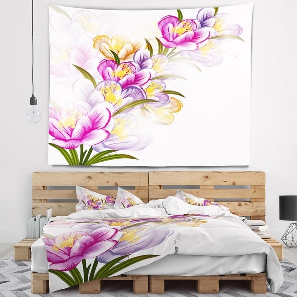 Designart 'Vector Purple Flowers' Floral Wall Tapestry
