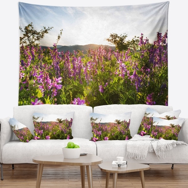 Designart 'Amazing Summer Pasture with Flowers' Floral Wall Tapestry