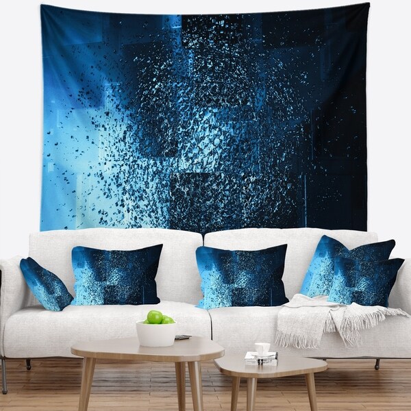 Designart 'Fractal 3D Blue Paint Splash' Contemporary Wall Tapestry