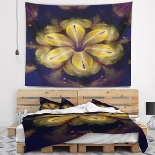 Designart 'Black Yellow Fractal Flower Pattern' Contemporary Wall ...