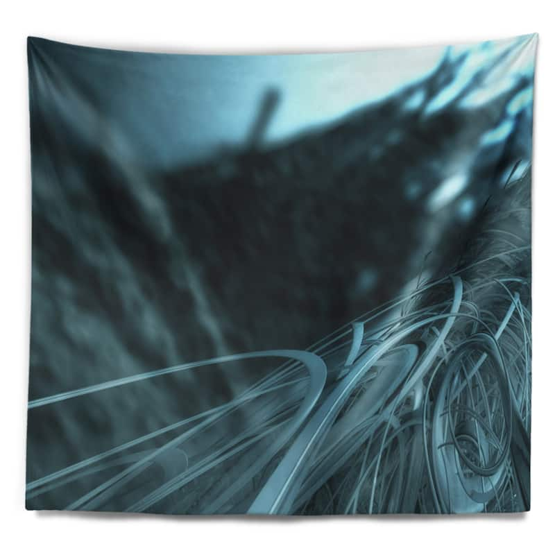 Designart 'Fractal 3D Bottom Stripes' Contemporary Wall Tapestry