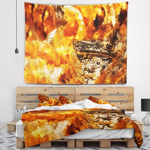 Designart 'Shiny Orange Gold Foil' Contemporary Wall Tapestry