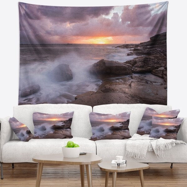 Designart 'Stormy Waves in Beautiful Australia Beach' Seashore Wall Tapestry