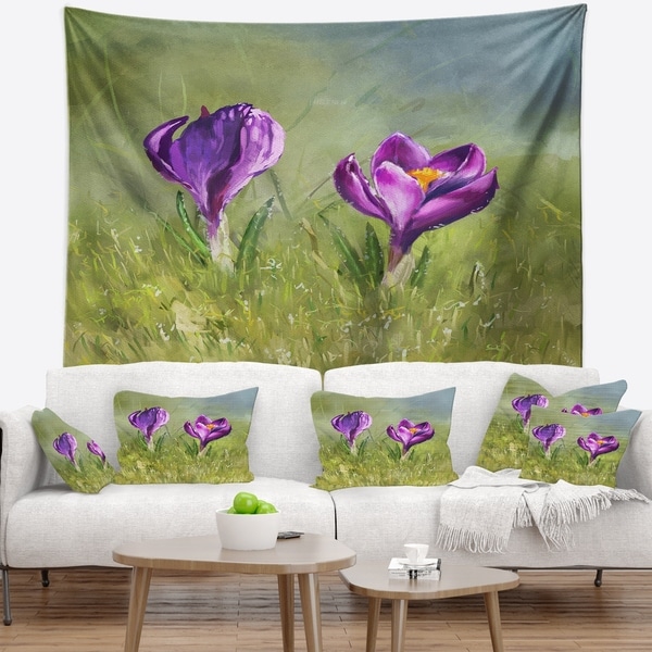 Designart 'Crocus Couple' Floral Wall Tapestry
