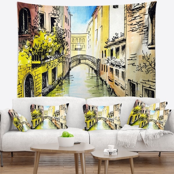 Designart 'Canal in Venice' Cityscape Wall Tapestry