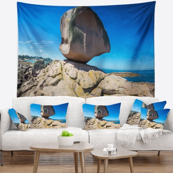 Designart 'Pink Rock in Tregastel' Landscape Photo Wall Tapestry