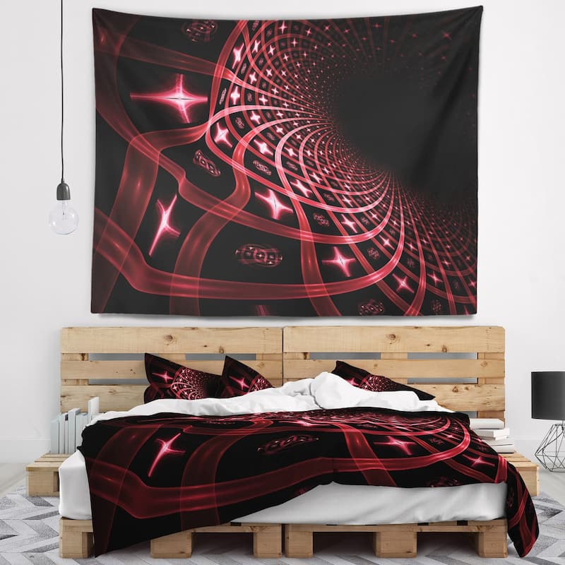 Designart 'Fractal Purple Dense Stripes' Contemporary Wall Tapestry